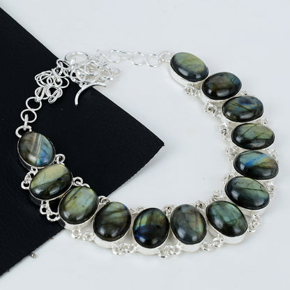 Blue Flash Labradorite Gemstone Necklace