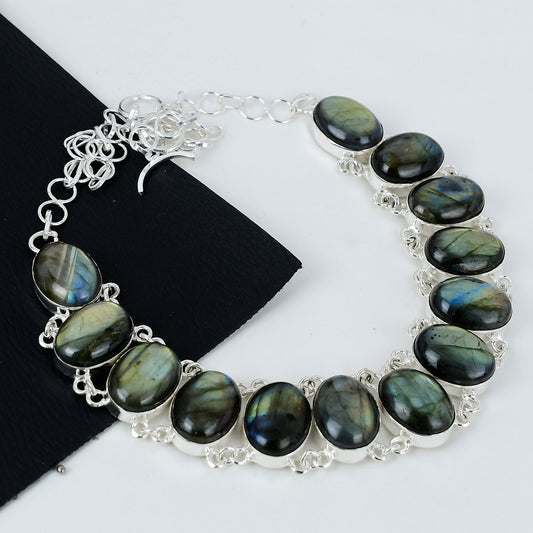 Blue Flash Labradorite Gemstone Necklace