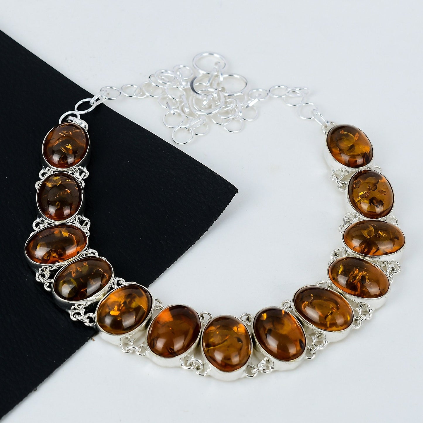 Amber Gemstone 925 Sterling Silver Necklace
