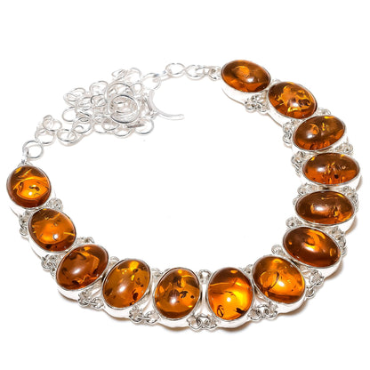 Amber Gemstone 925 Sterling Silver Necklace
