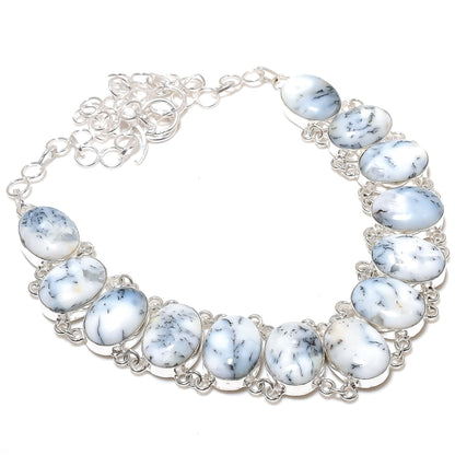 White Dendrite Opal Necklace