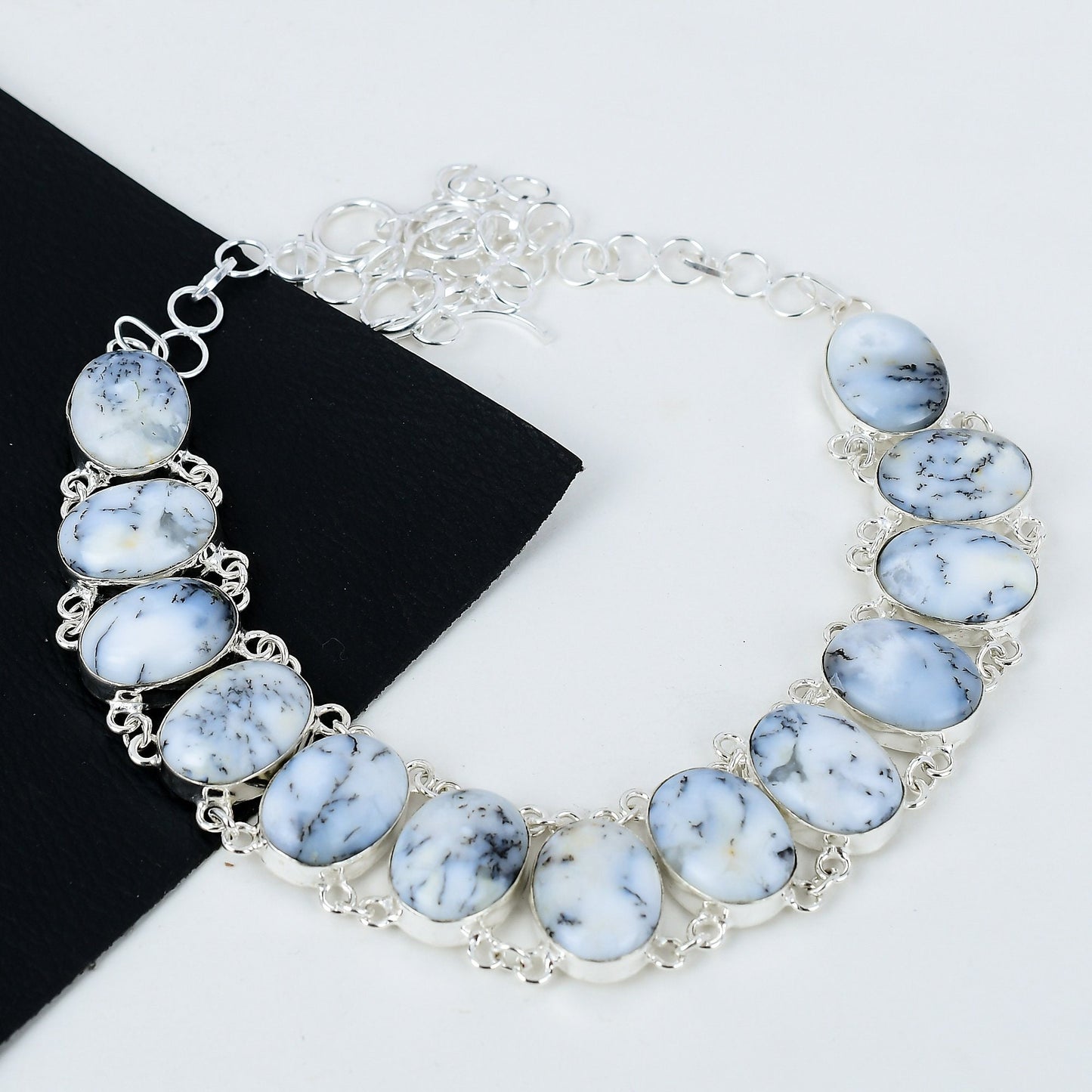 White Dendrite Opal Necklace