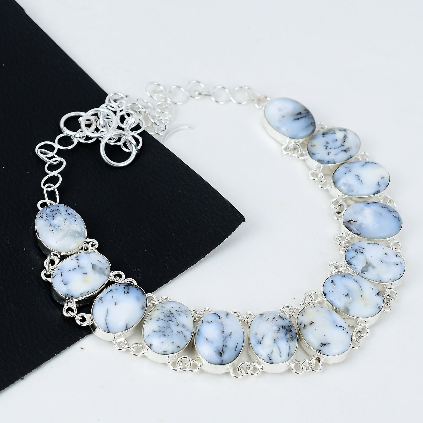 White Dendrite Opal Necklace