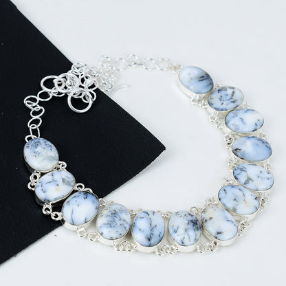 White Dendrite Opal Necklace