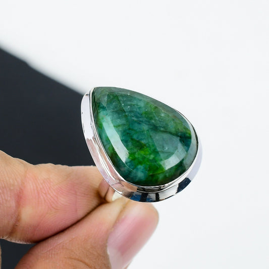 Emerald Green Pear Gemstone Ring
