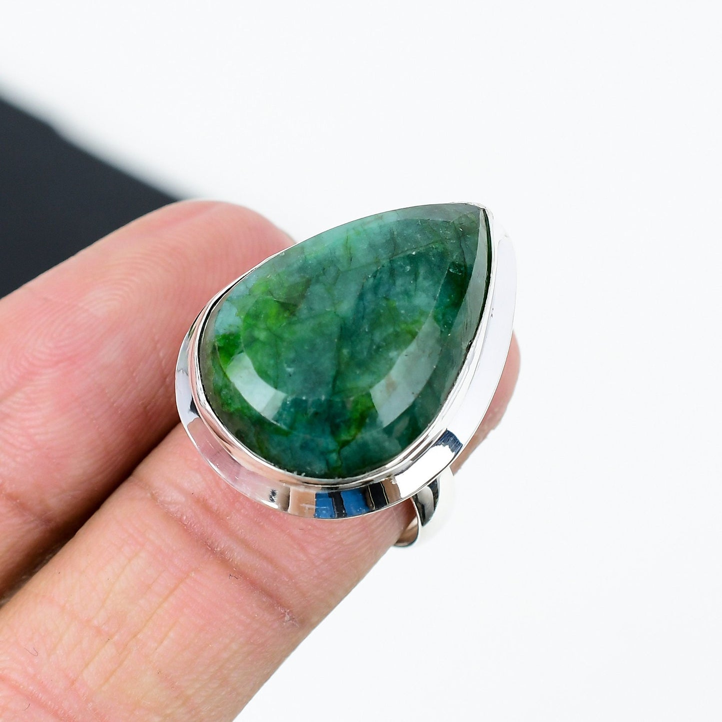 Emerald Green Pear Gemstone Ring