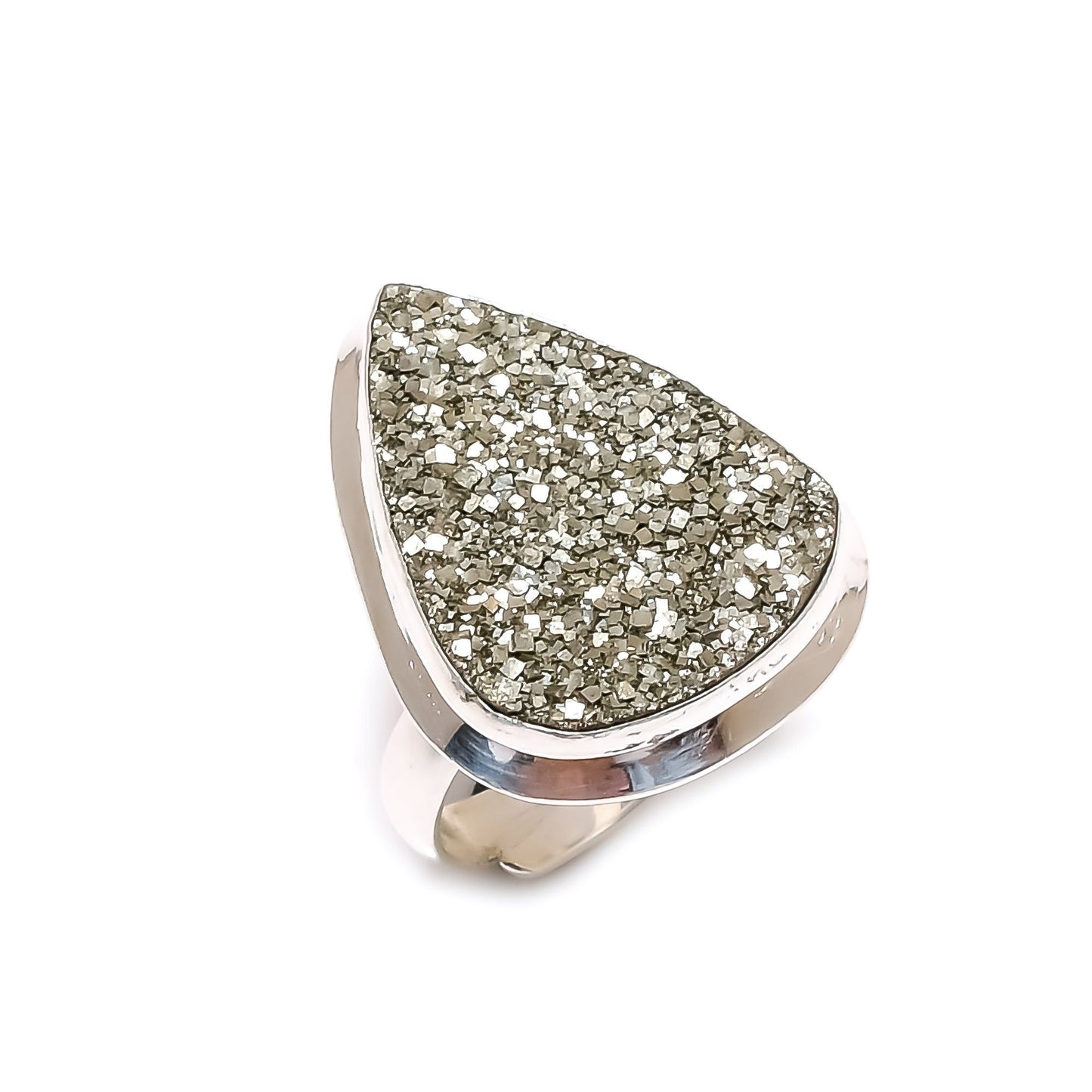 Gold Pyrite Druzy Ring