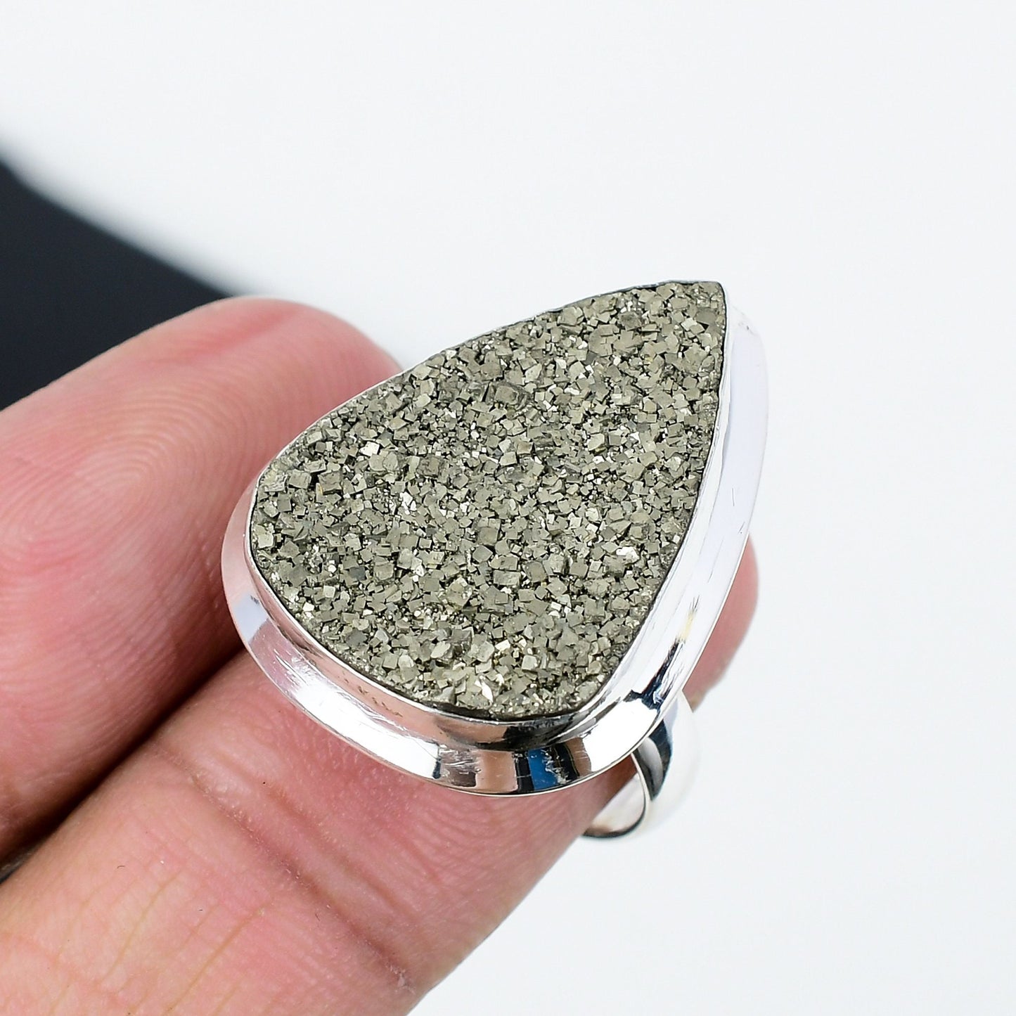 Gold Pyrite Druzy Ring