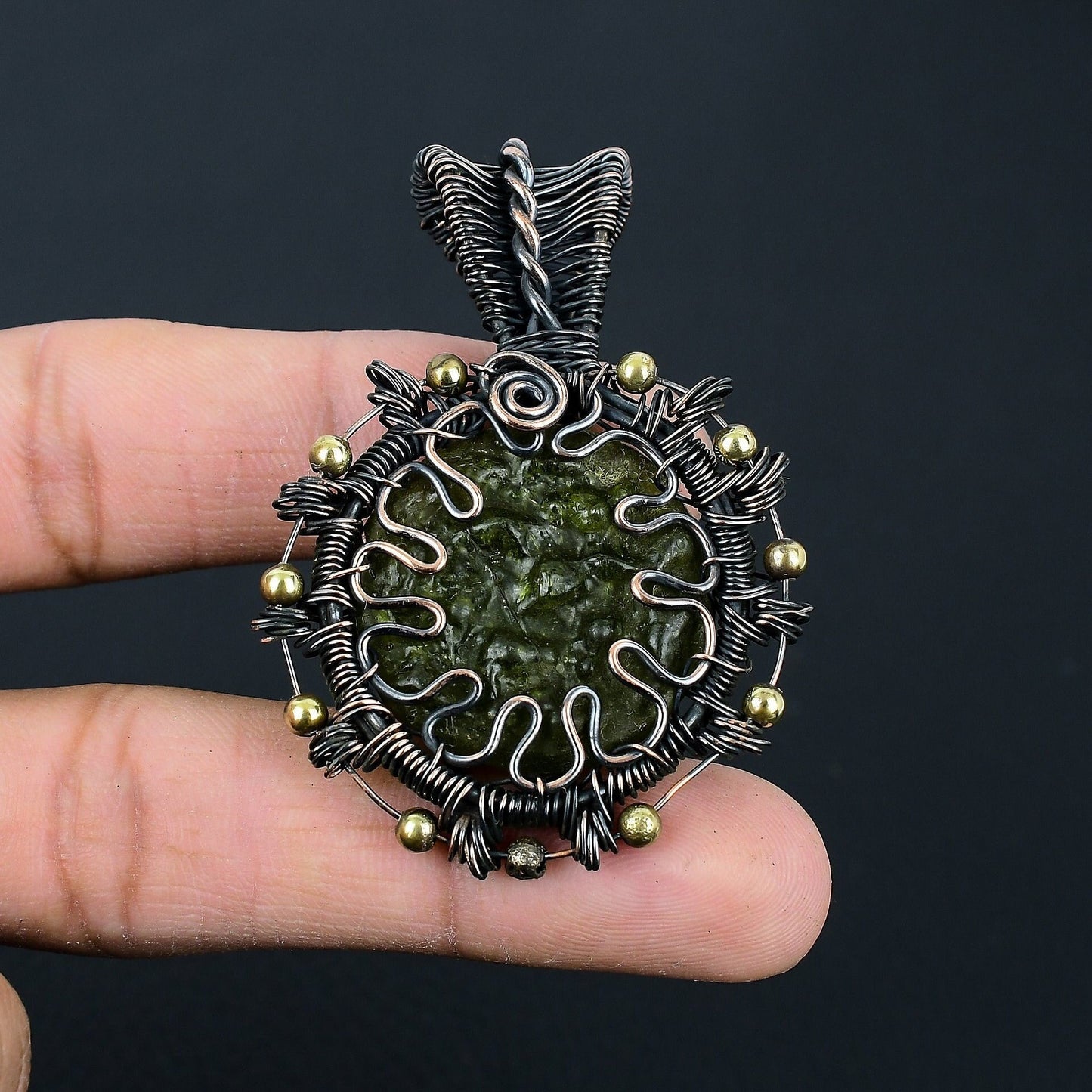 Green Moldavite Gemstone Pendant