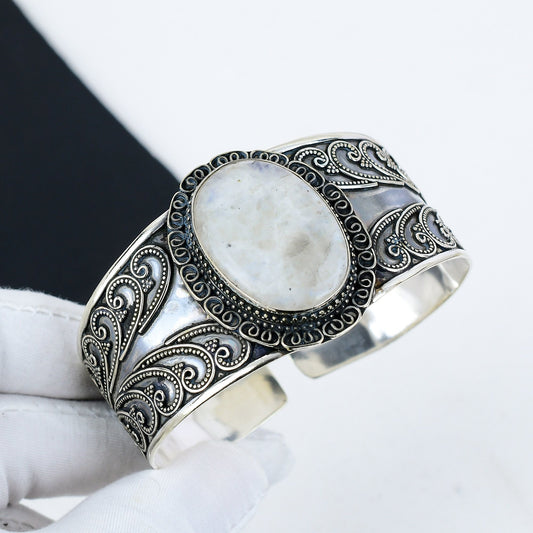Rainbow Moonstone Sterling Silver Bracelet