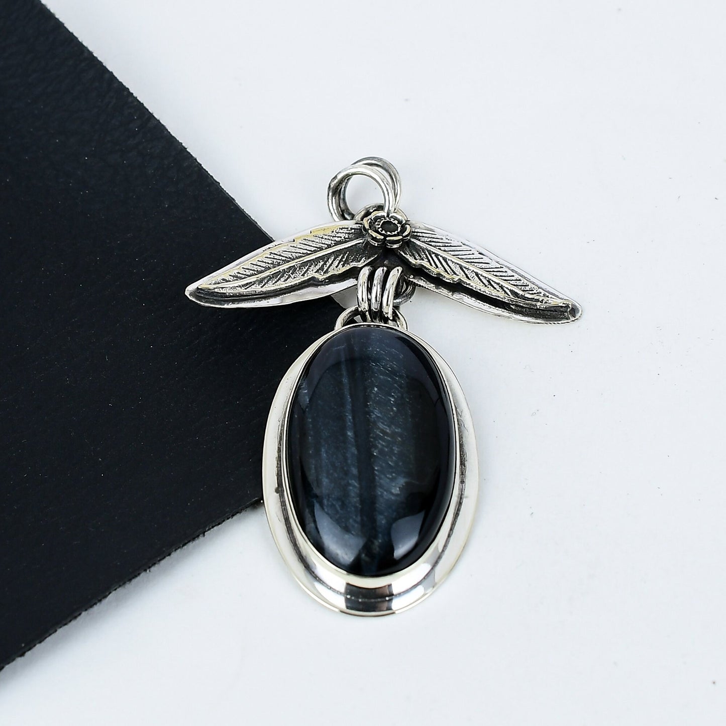Blue Tiger Eye Sterling Silver Pendant