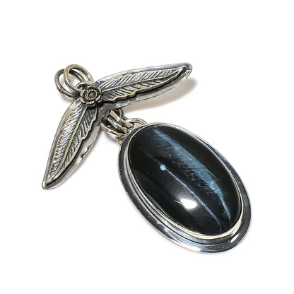 Blue Tiger Eye Sterling Silver Pendant