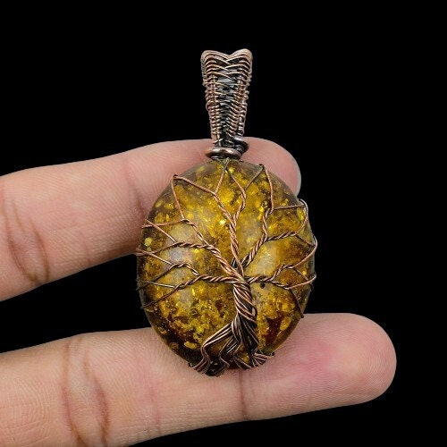 Copper Baltic Amber Gemstone Pendant