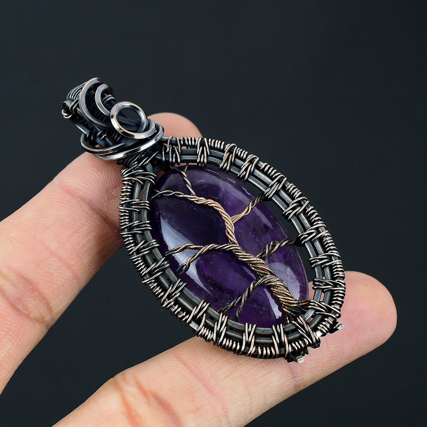 Purple Amethyst Tree of Life Gemstone Pendant