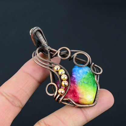 Rainbow Solar Quartz Heart Gemstone Pendant