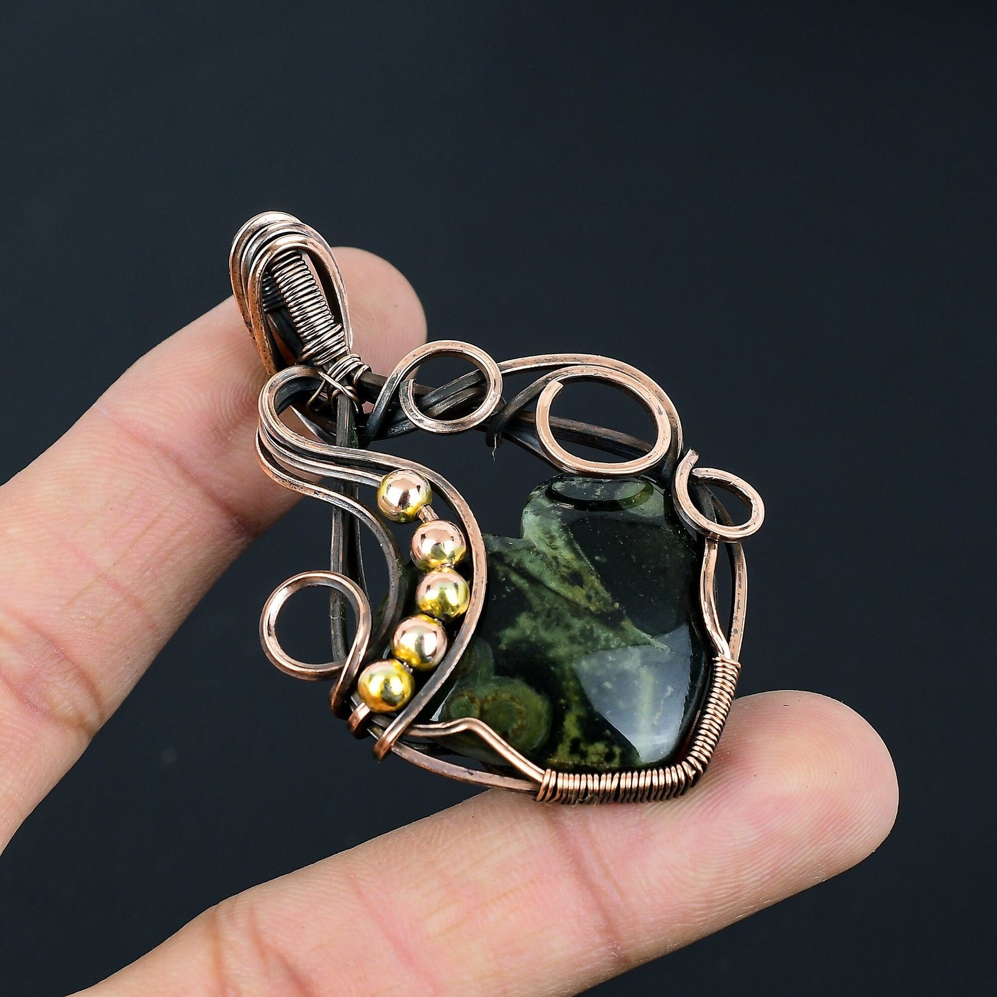Green Star Galaxy Jasper Gemstone Pendant