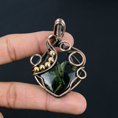 Green Star Galaxy Jasper Gemstone Pendant