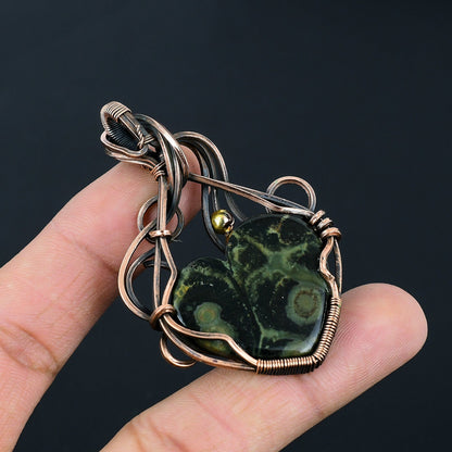 Green Star Galaxy Jasper Gemstone Pendant