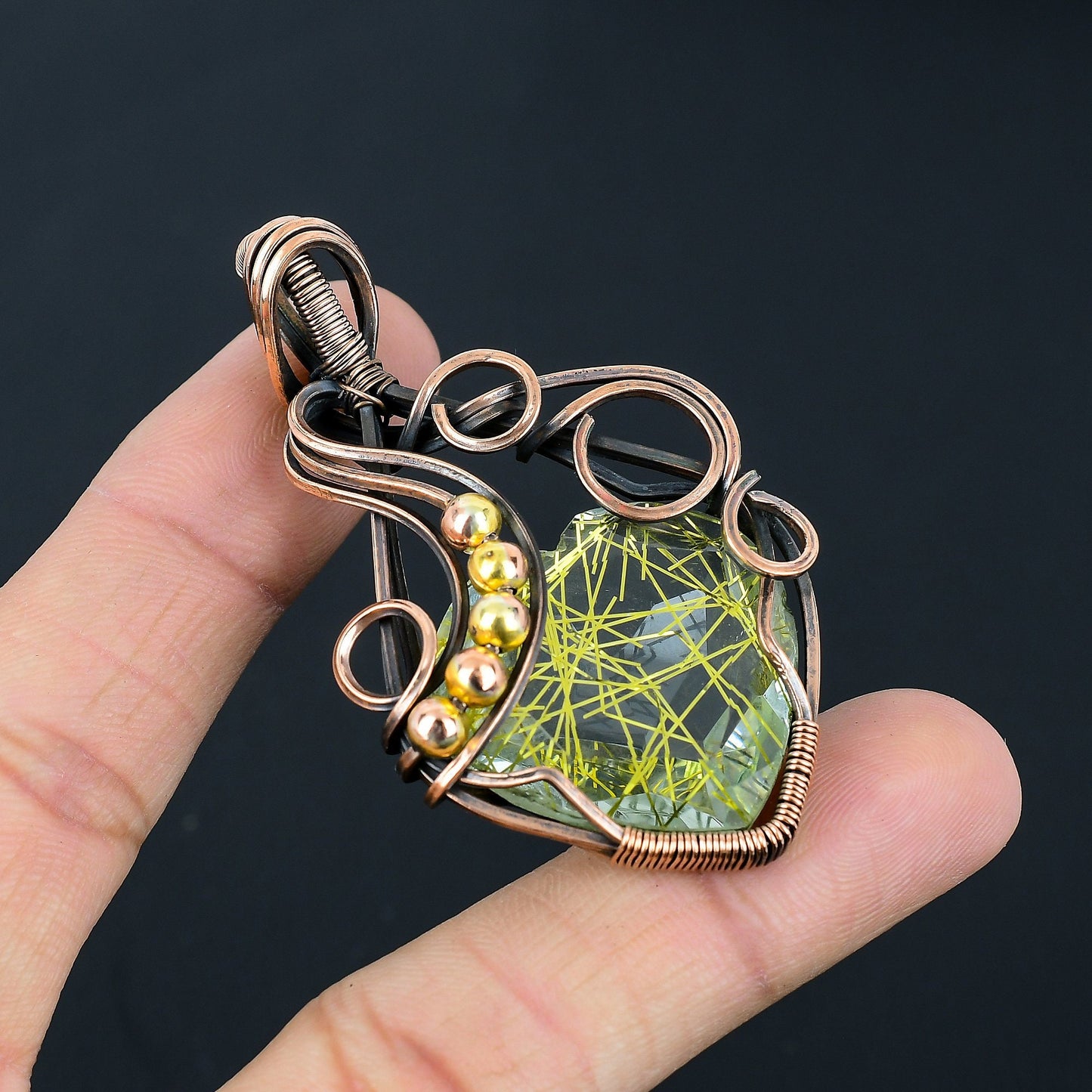 Golden Rutile Gemstone Heart Pendant