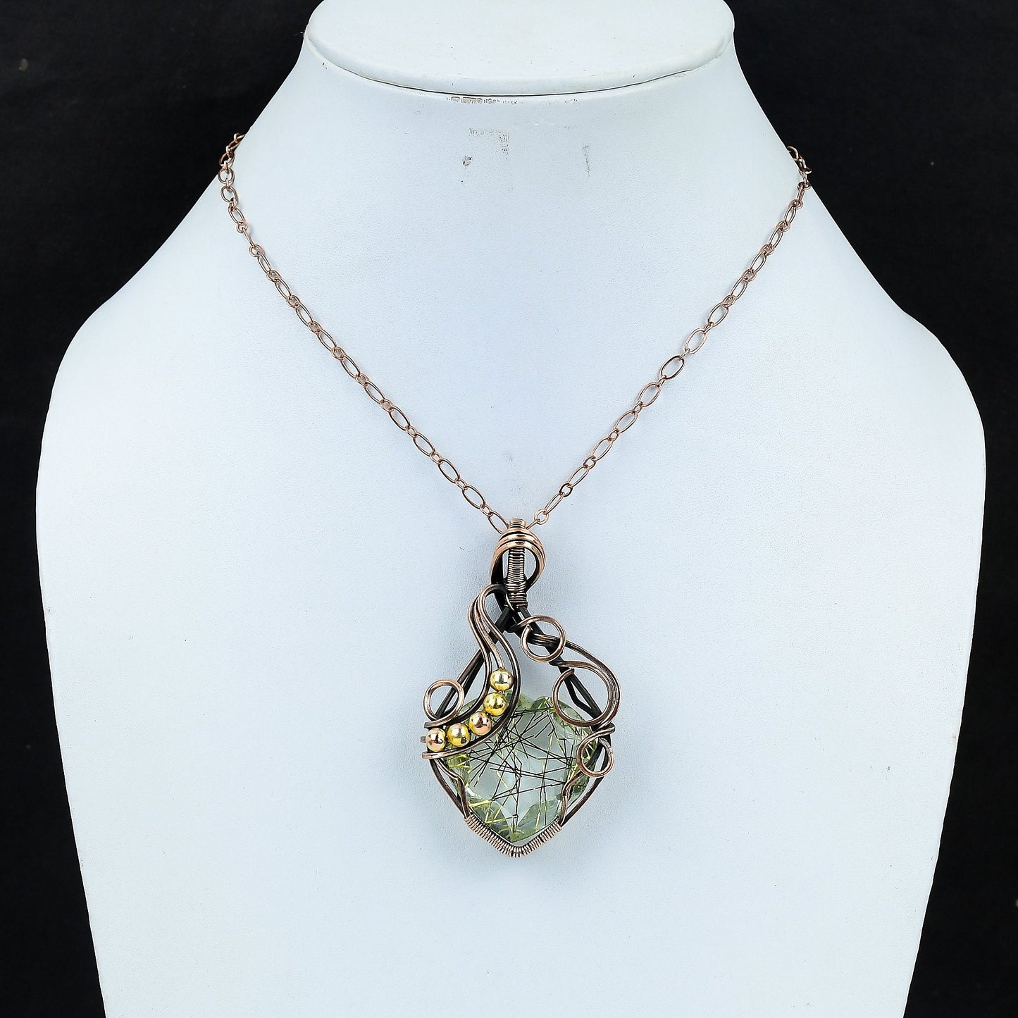 Golden Rutile Gemstone Heart Pendant