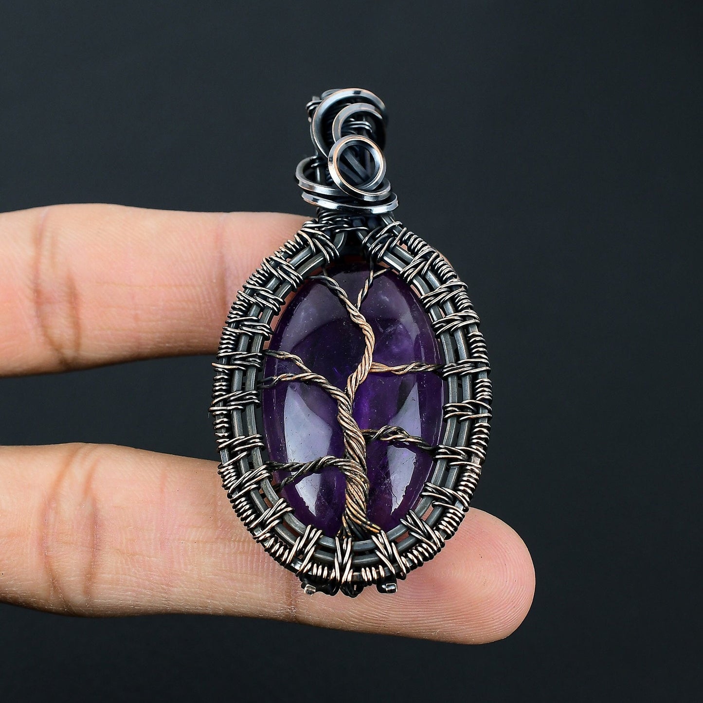 Purple Amethyst Tree of Life Gemstone Pendant