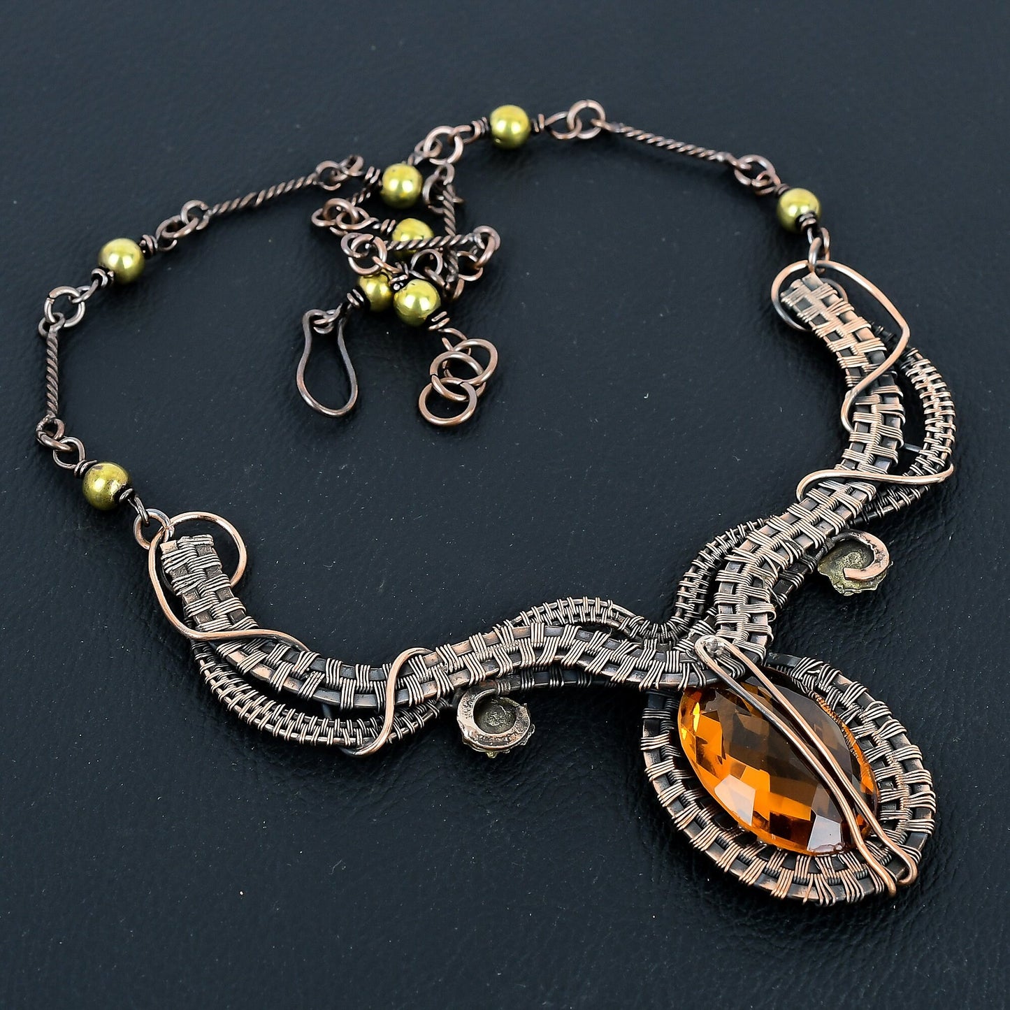 Yellow Citrine Gemstone Copper Necklace
