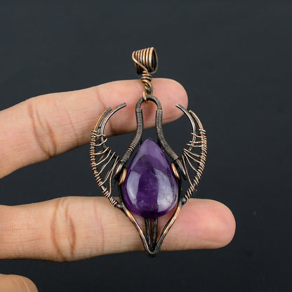Purple Amethyst Gemstone Bull Pendant