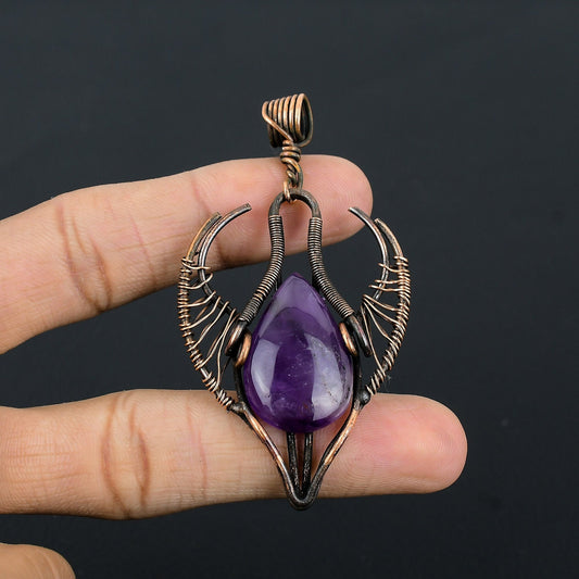 Purple Amethyst Gemstone Bull Pendant