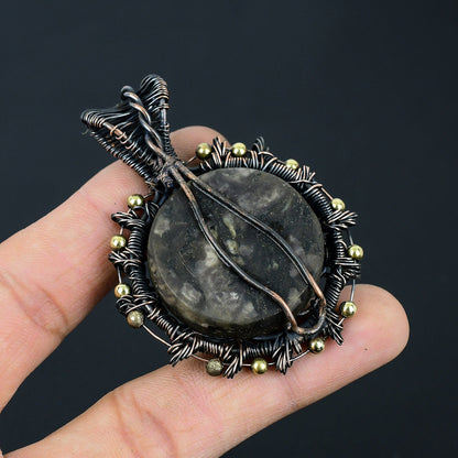Iridescent Abalone Gemstone Copper Wrapped Pendant