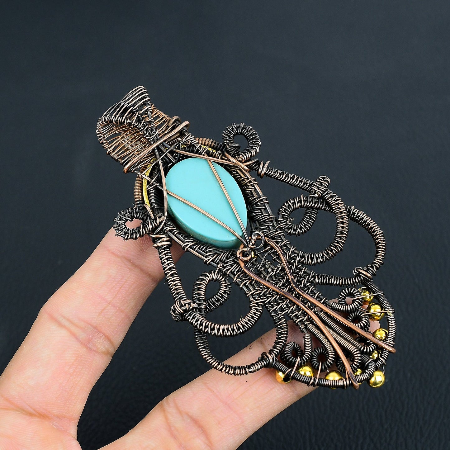 Sea Green Carved Bone Lady Face Gemstone Pendant