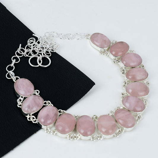 Pink Rose Quartz Gemstone Necklace