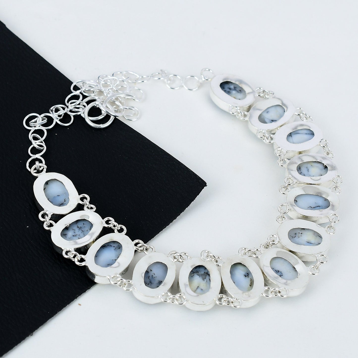 White Dendrite Opal Necklace