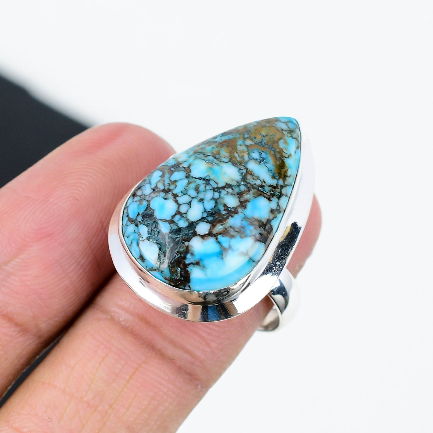 Turquoise Pear Sterling Silver Ring