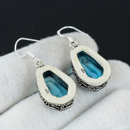 Swiss Blue Topaz Gemstone Earrings