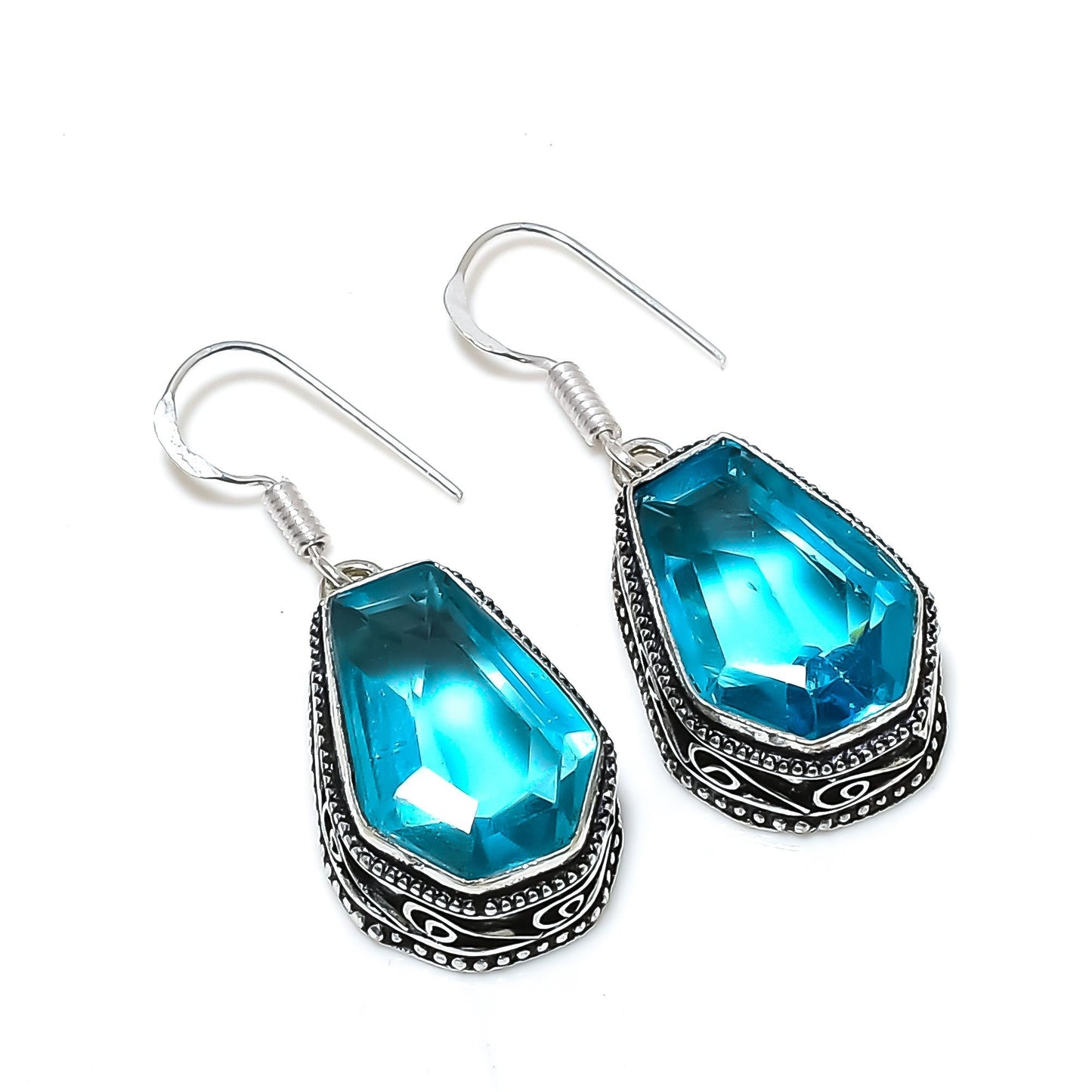 Swiss Blue Topaz Gemstone Earrings