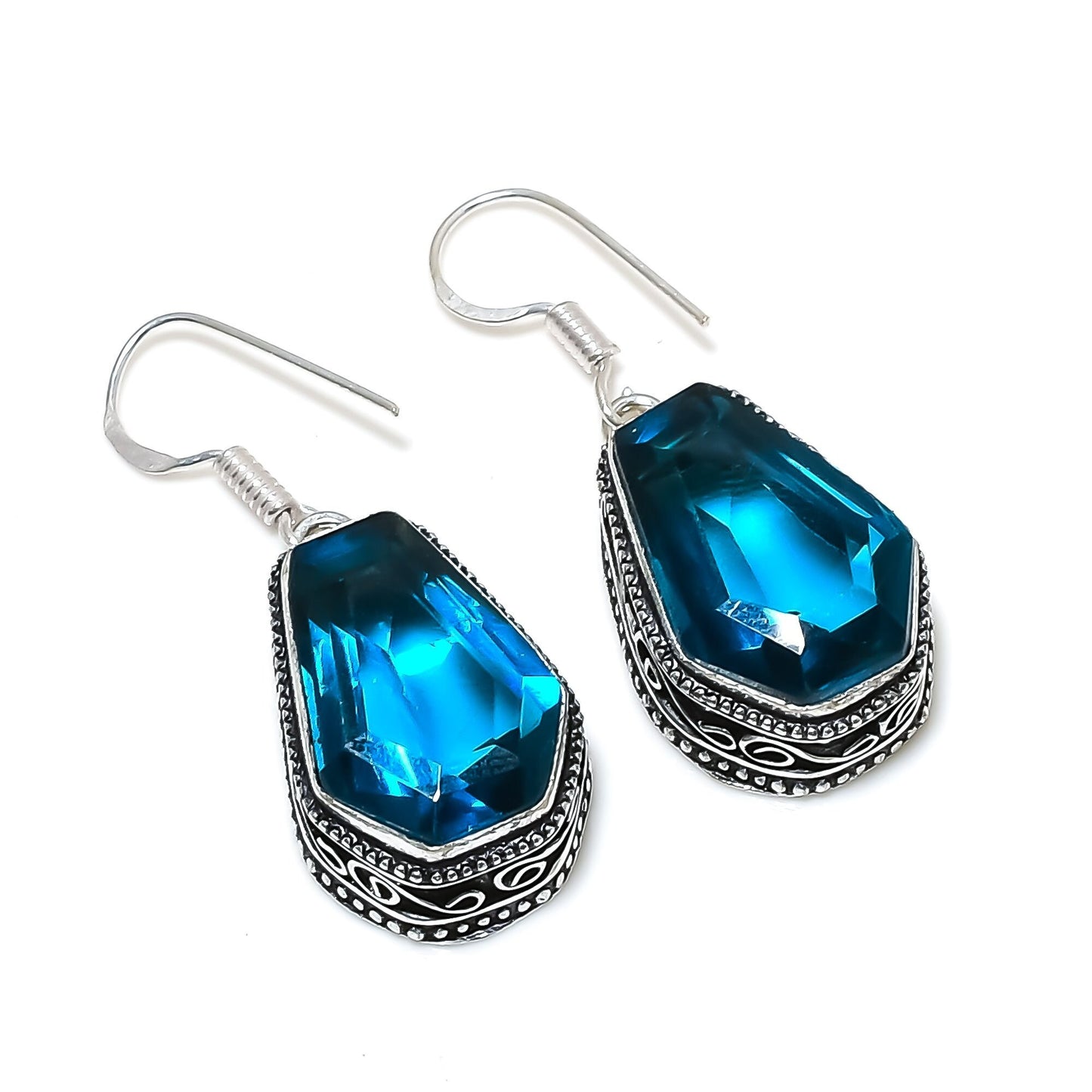 Blue Indicolite Gemstone Earrings