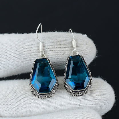 Blue Indicolite Gemstone Earrings