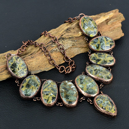 Green Seraphinite Gemstone Copper Necklace