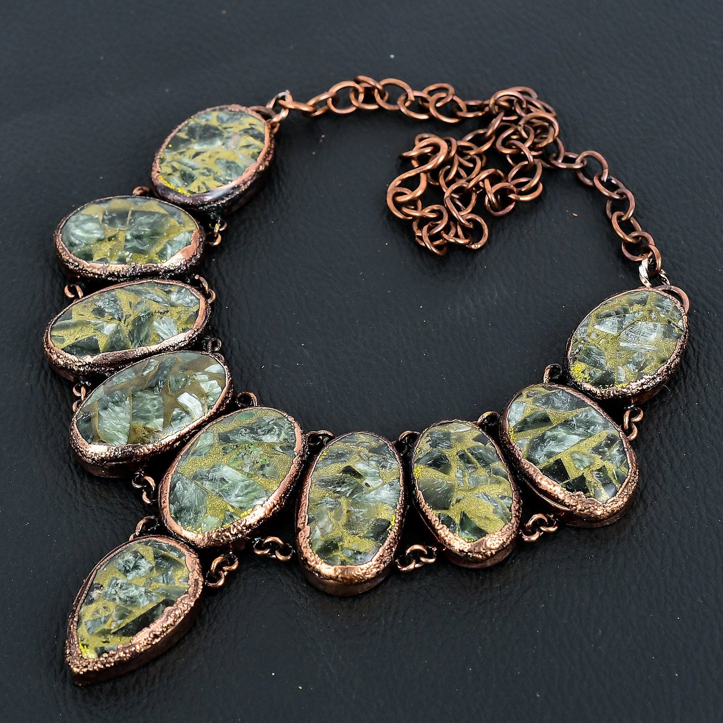 Green Seraphinite Gemstone Copper Necklace