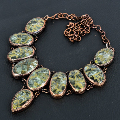 Green Seraphinite Gemstone Copper Necklace