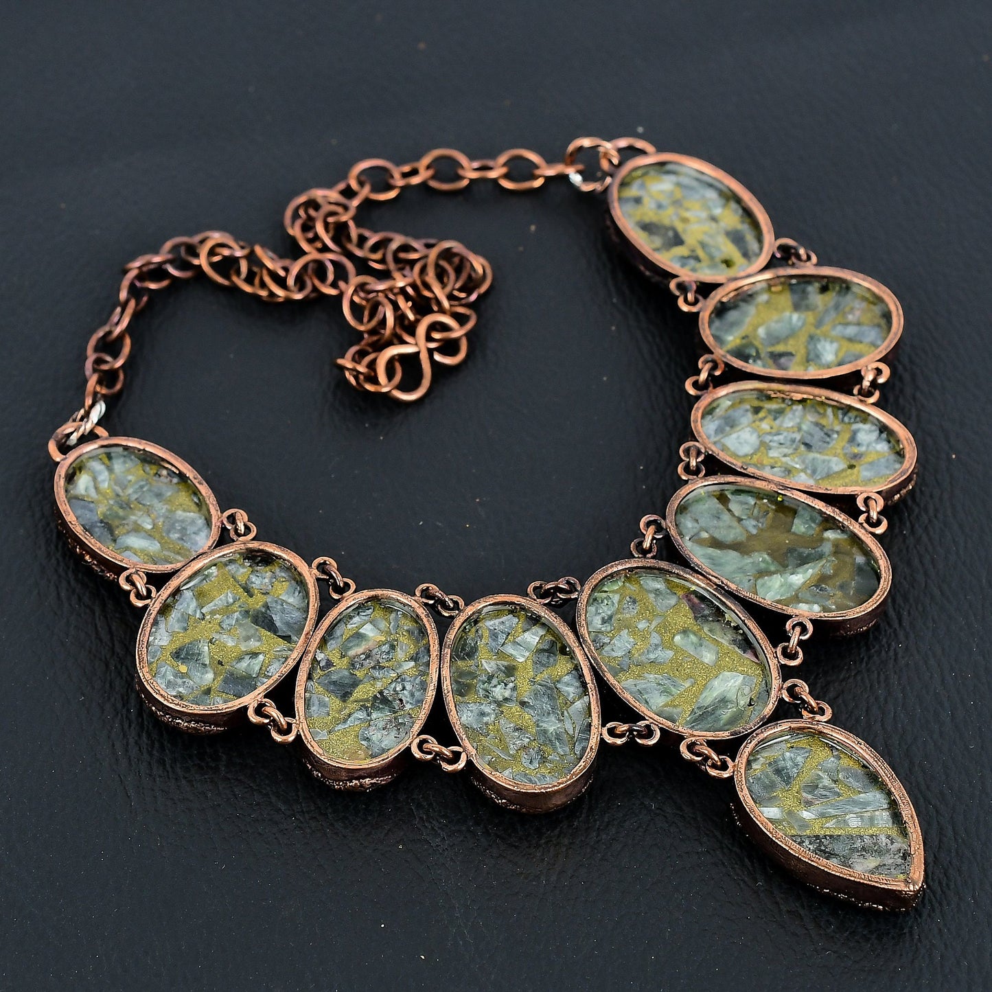 Green Seraphinite Gemstone Copper Necklace