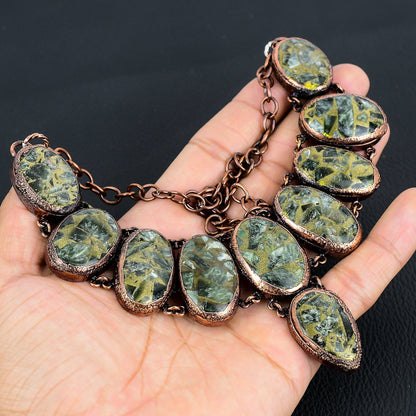 Green Seraphinite Gemstone Copper Necklace