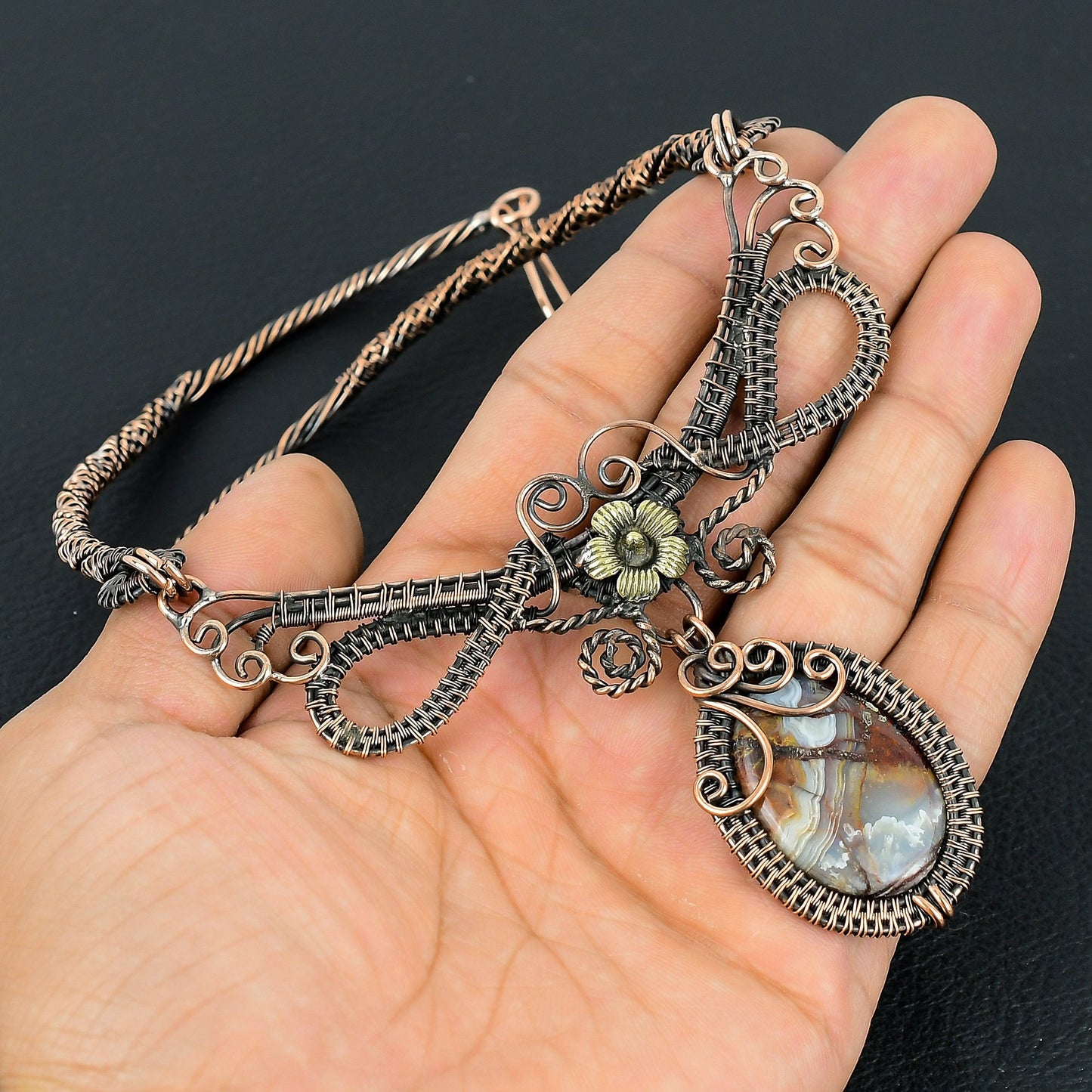 Multicolor Crazy Lace Agate Gemstone Necklace