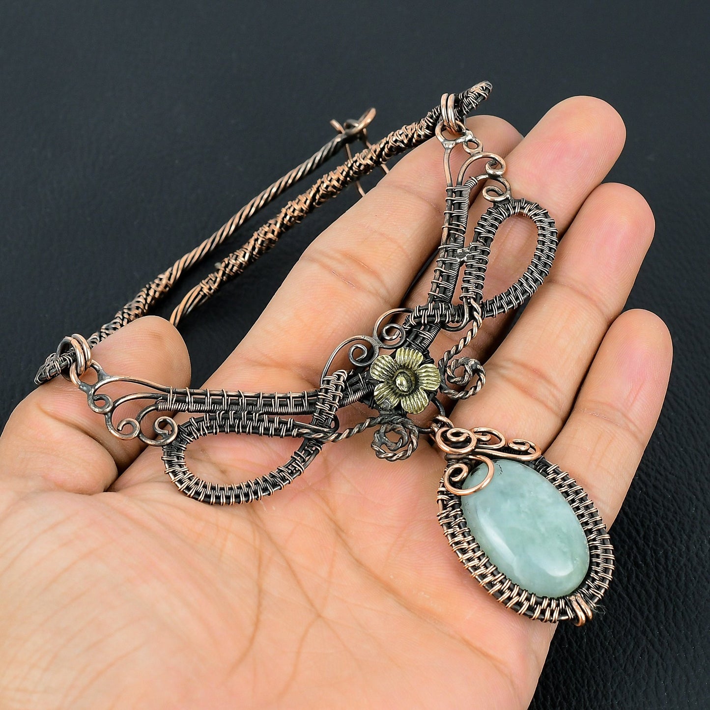 Blue Aquamarine Gemstone Necklace