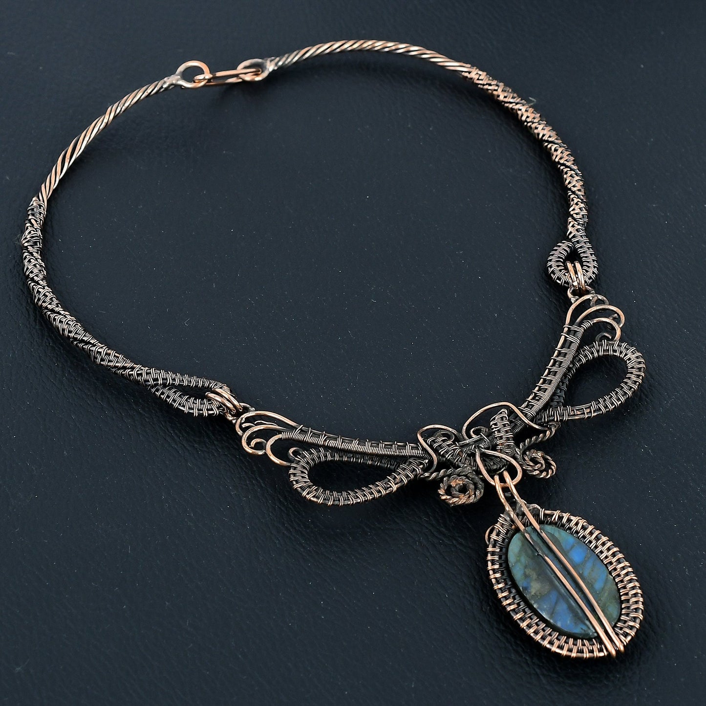 Blue Green Labradorite Gemstone Necklace