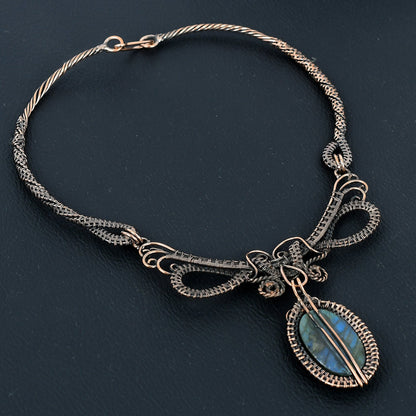 Blue Green Labradorite Gemstone Necklace
