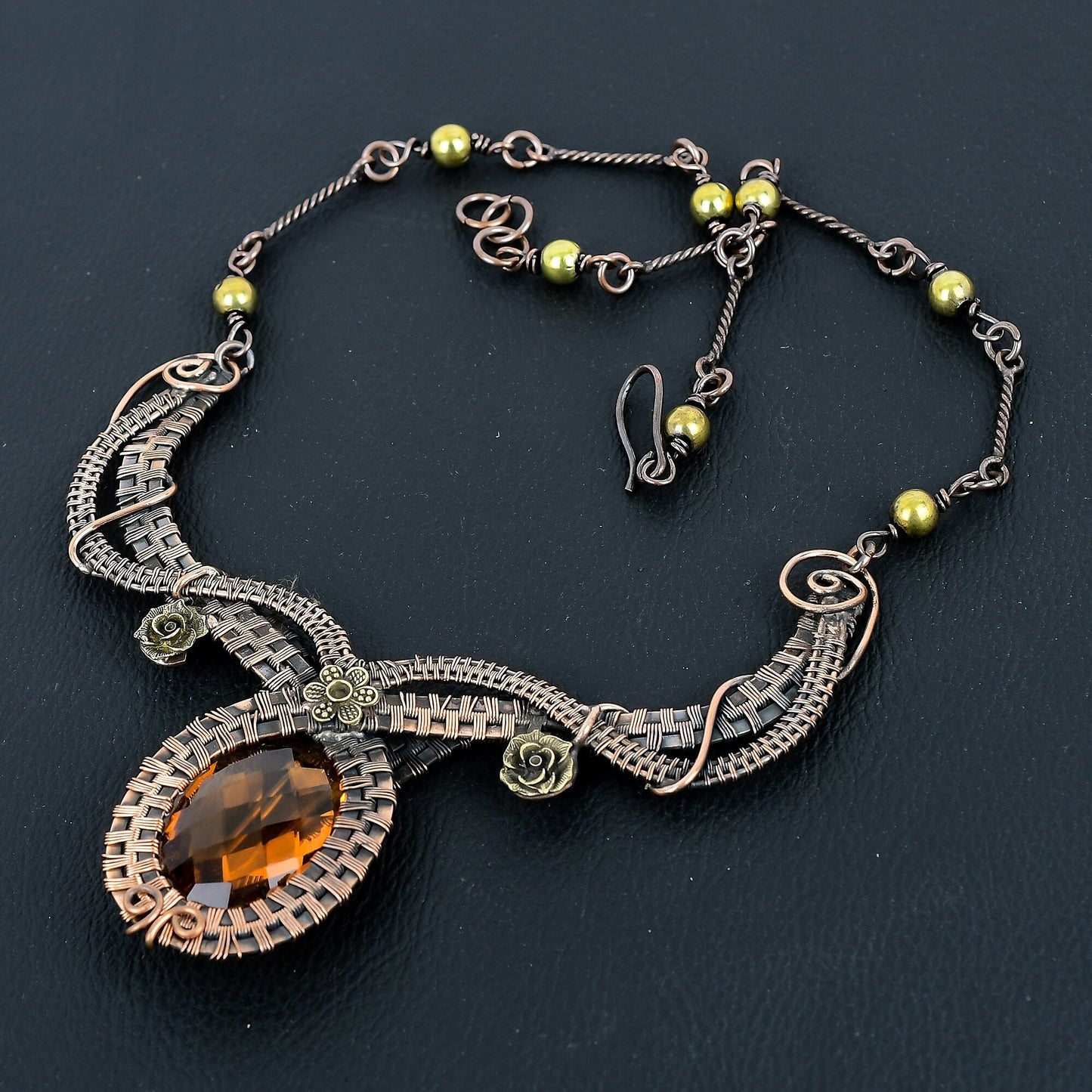 Yellow Citrine Gemstone Copper Necklace