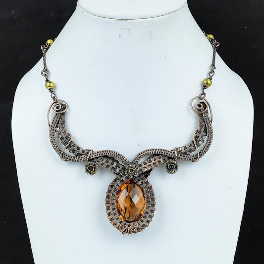 Yellow Citrine Gemstone Copper Necklace