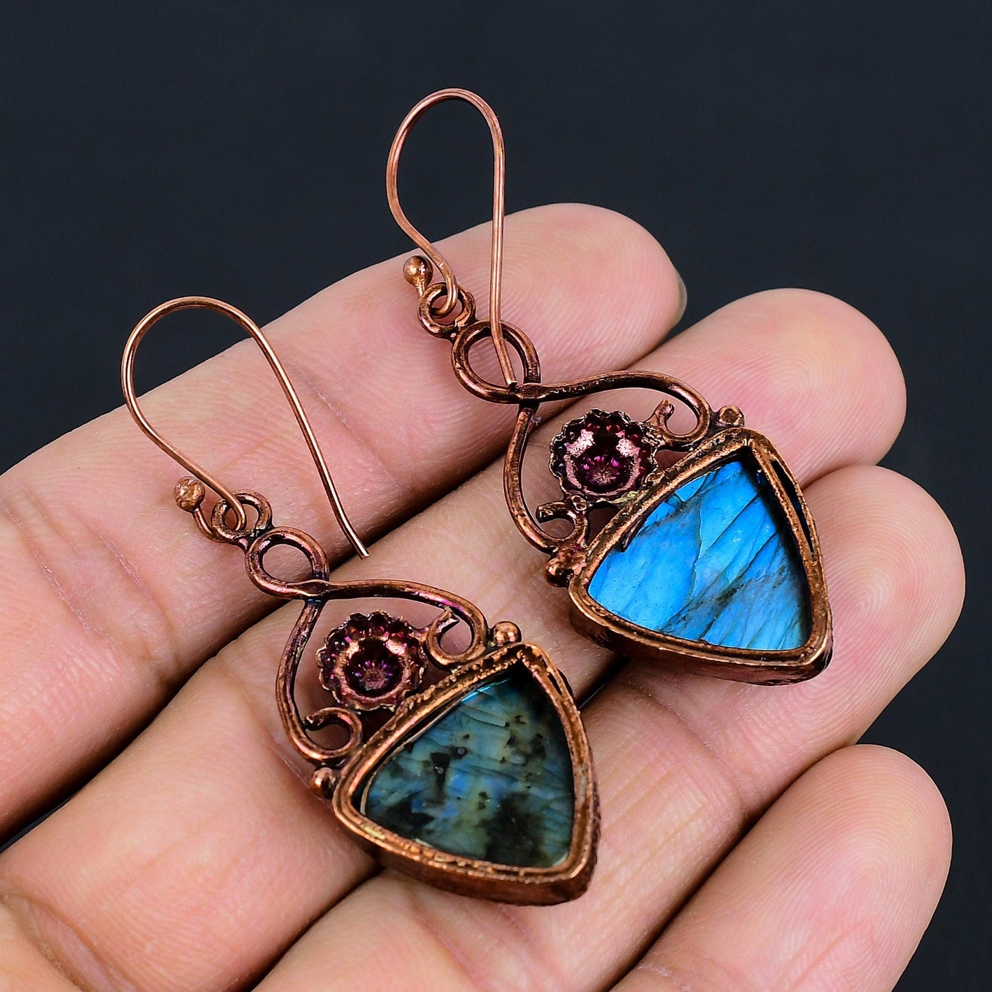 Blue Labradorite Gemstone Earrings