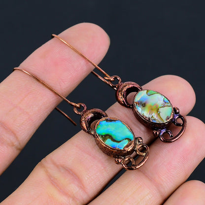 Rainbow Abalone Gemstone Dangle Earrings